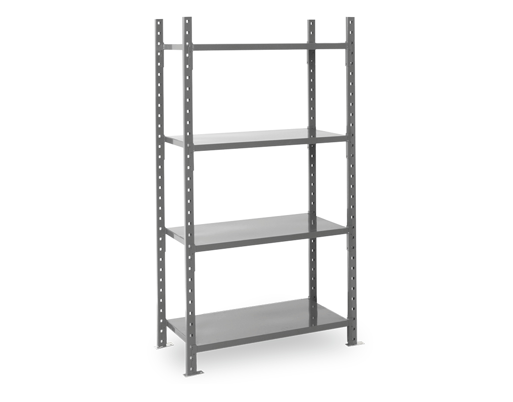Manorga RAL 7024 4 Shelf Sheet Steel Modular Shelving Starter Bay, 2000mm x 1010mm, 1000mm, 500kg Load