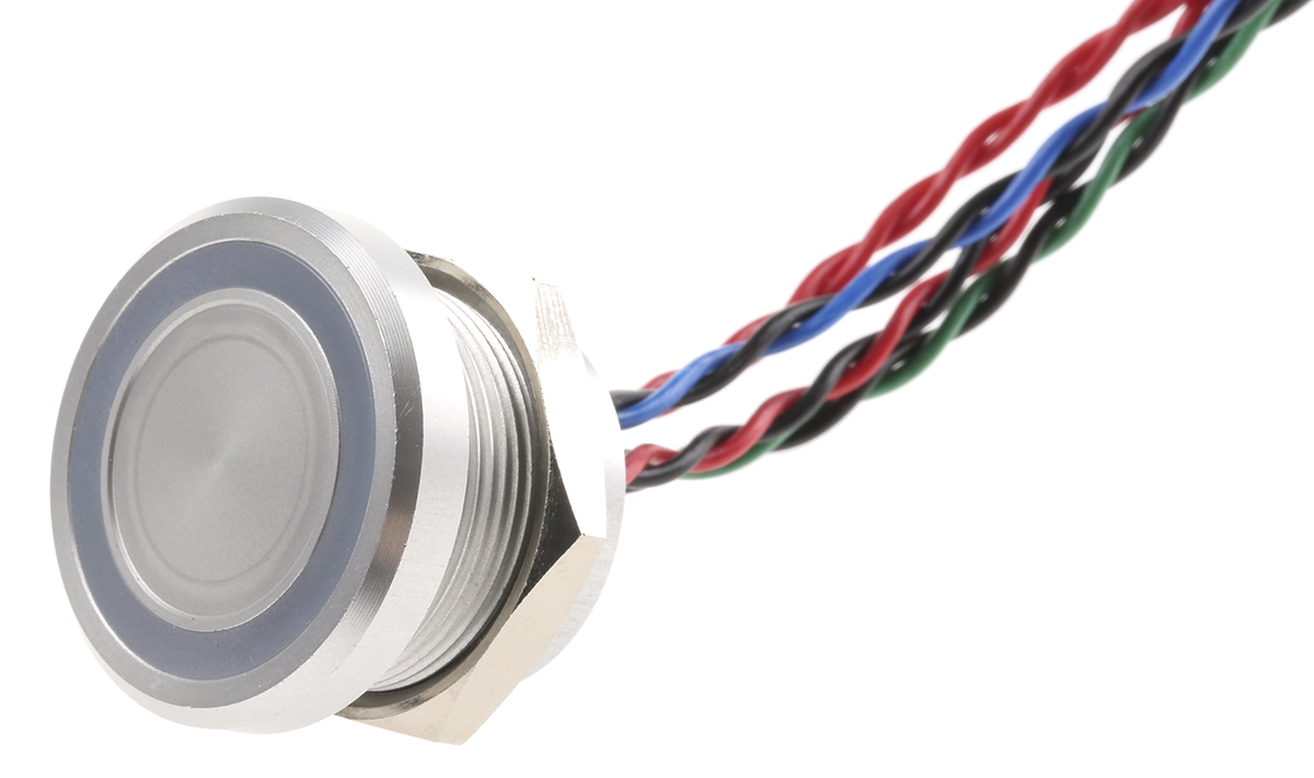 APEM Illuminated Piezo Switch, Momentary, Pulse, SPST, IP68, Wire Lead, 200 mA@ 24 V dc, -40 → +75°C