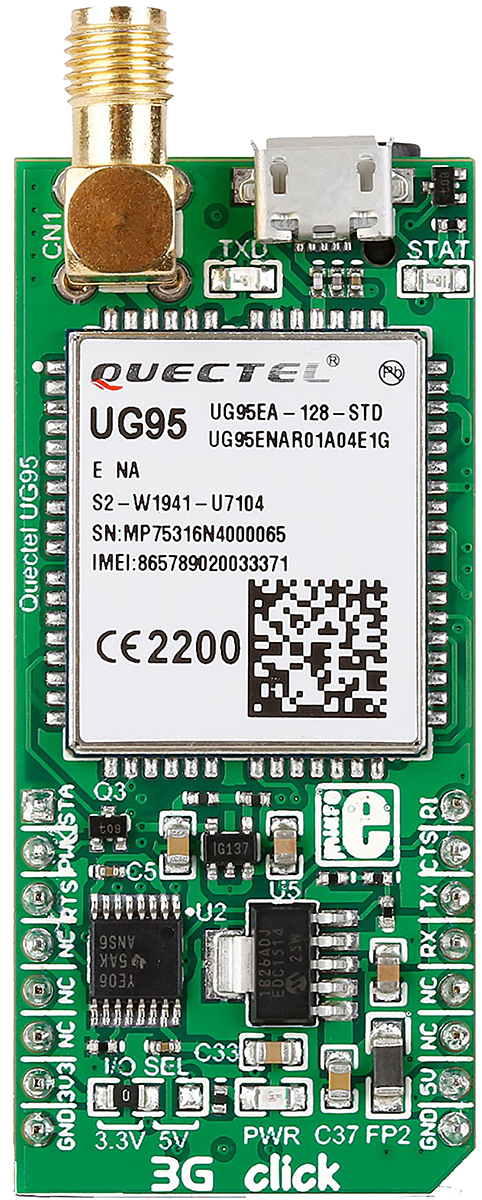 MikroElektronika 3G-AA Click (for USA) Quectel UG95 Mobile Communication (Cellular) mikroBus Click Board for 3G