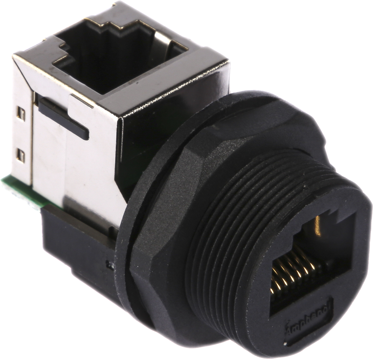 Amphenol Socapex RJ45F7RJ Series Female RJ45 Connector, Panel Mount Right Angle