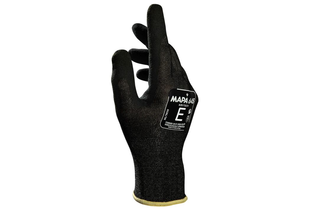 Mapa KRYTECH 645 Black, Grey High Density Polyethylene Nitrile Foam Work Gloves, Size 7