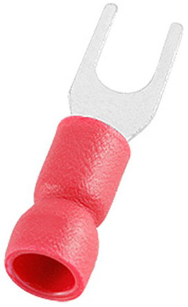 RS PRO Insulated Crimp Spade Connector, 0.5mm² to 1.5mm², 22AWG to 16AWG, M3.7 (#6) Stud Size Vinyl, Red