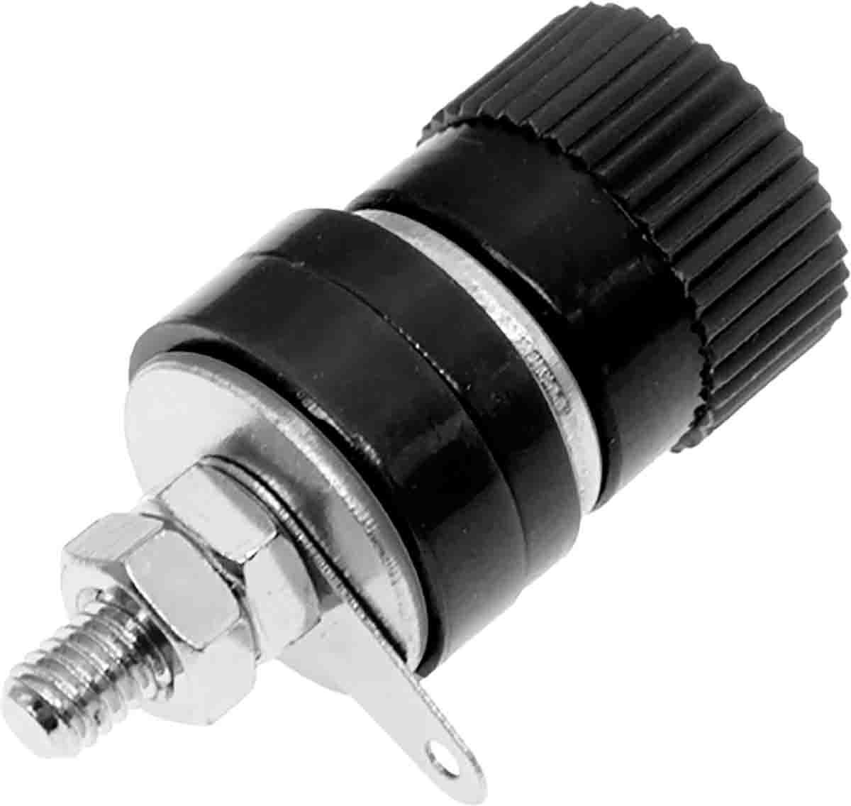RS PRO Black Female Banana Socket, 4 mm Connector, Solder Termination, 24A, 30V, Nickel Plating