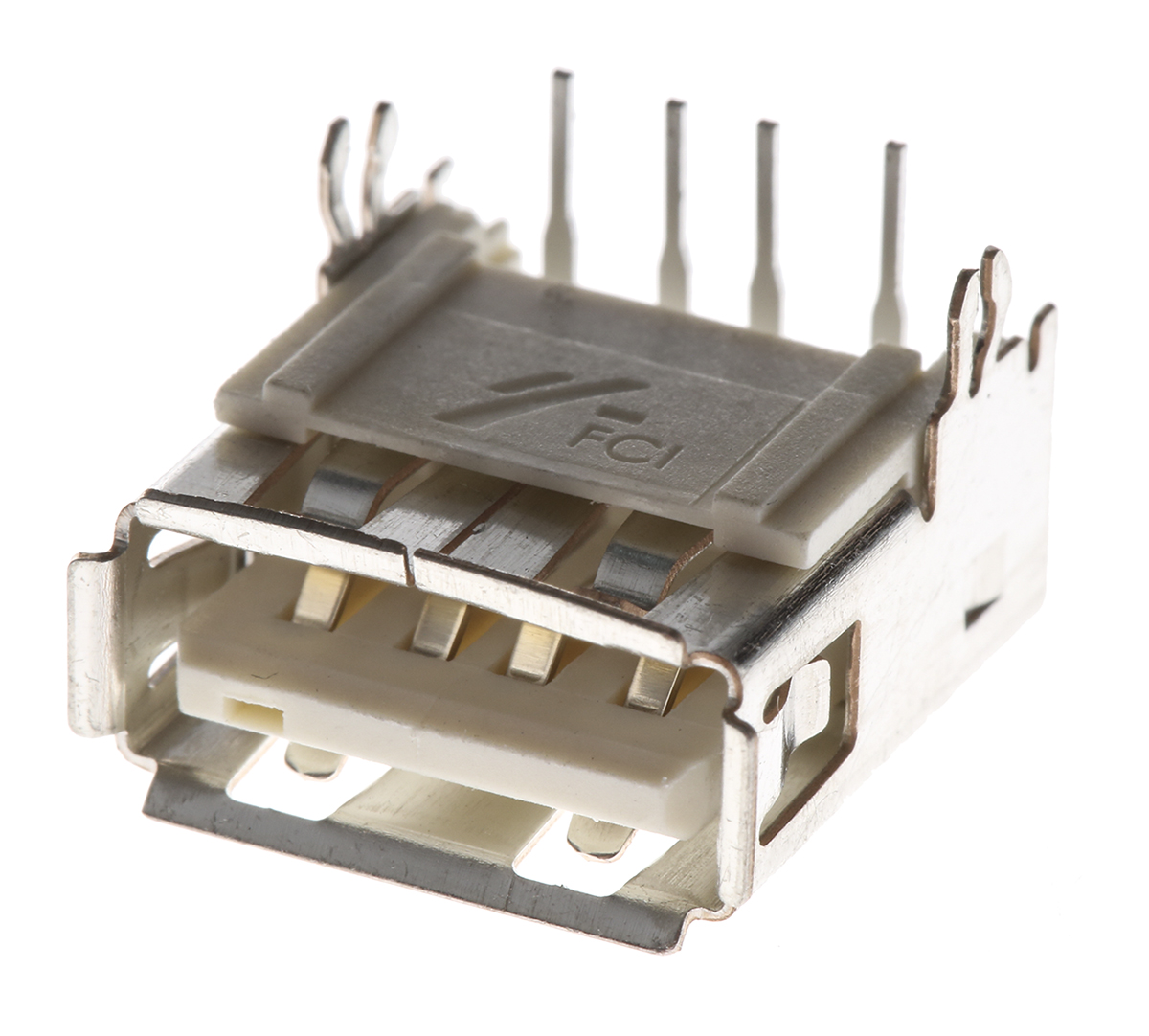 Amphenol Communications Solutions Right Angle, Through Hole, Socket- Single Port Type A 2.0 USB Connector