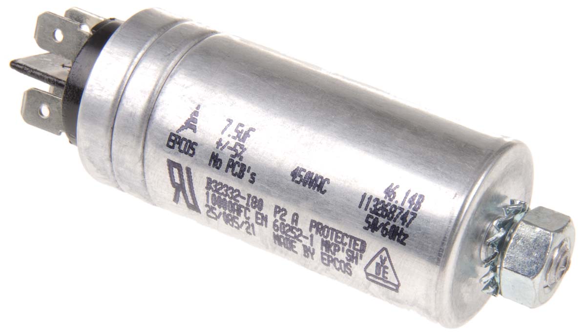 EPCOS B32332 Polypropylene Film Capacitor, 450V ac, ±5%, 7.5μF, Stud Mount