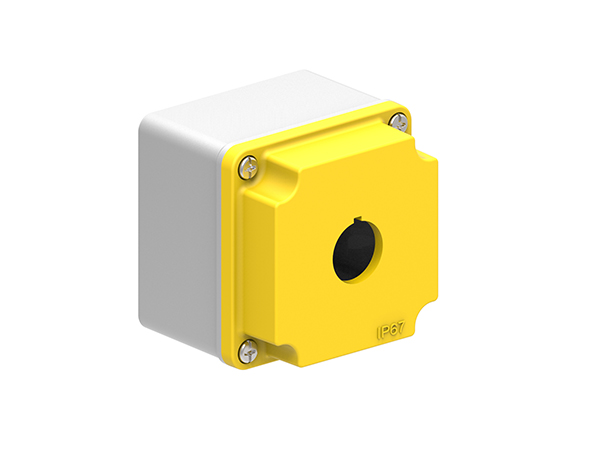 Lovato Yellow Aluminium Alloy LPZM Empty Control Station - 1 Hole 22.5 Diameter