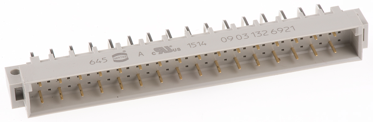 HARTING 09 03 32 Way 2.54mm Pitch, Type C Class C2, 3 Row, Right Angle DIN 41612 Connector, Plug