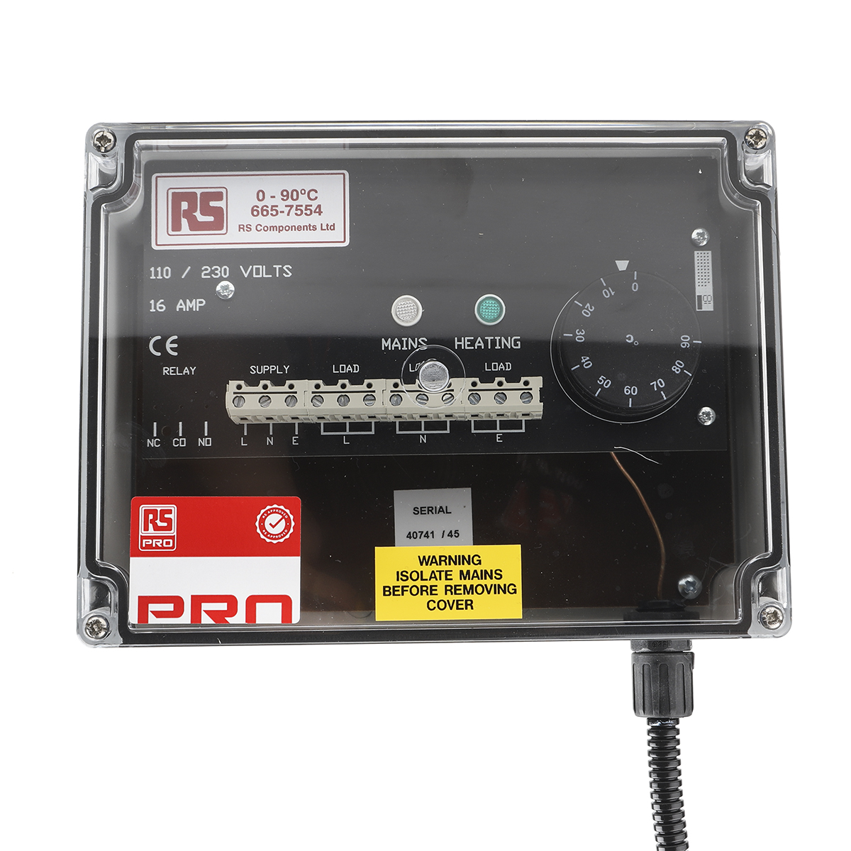 RS PRO Trace Heating Thermostat 75mm x 200mm x 150mm, 0 → +90 °C