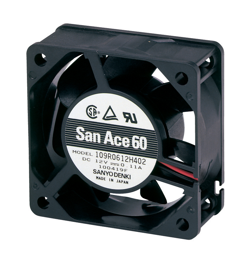 Sanyo Denki 109R Series Axial Fan, 5 V dc, DC Operation, 31.8m³/h, 1.7W, 340mA Max, 60 x 60 x 25mm