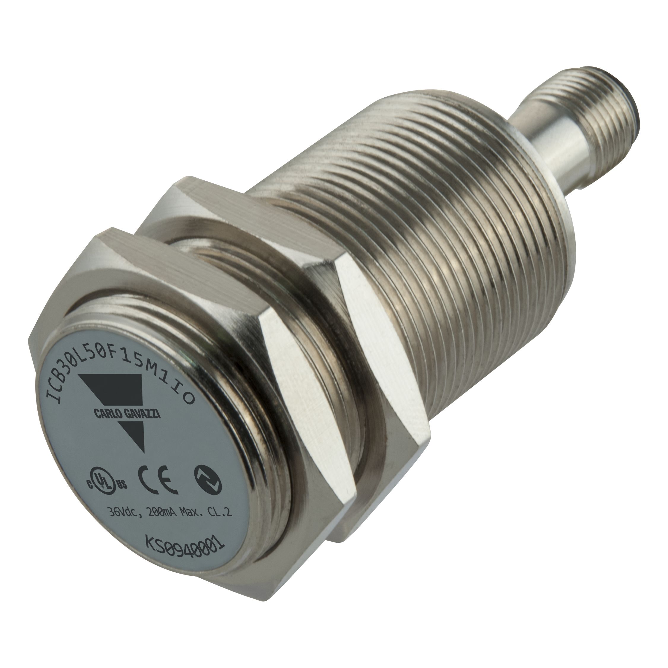 Carlo Gavazzi Inductive Threaded Barrel Proximity Sensor, M30, 15 mm Detection, PNP/NPN NO/NC, 10 → 36 V dc