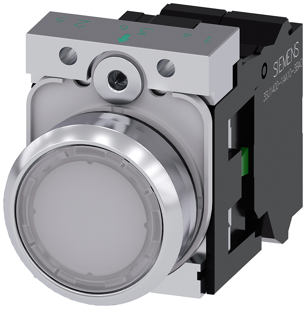 Siemens SIRIUS ACT 3SU11 Series Illuminated Push Button Complete Unit, 22mm Cutout, SPST, IP66, IP67, IP69(IP69K)