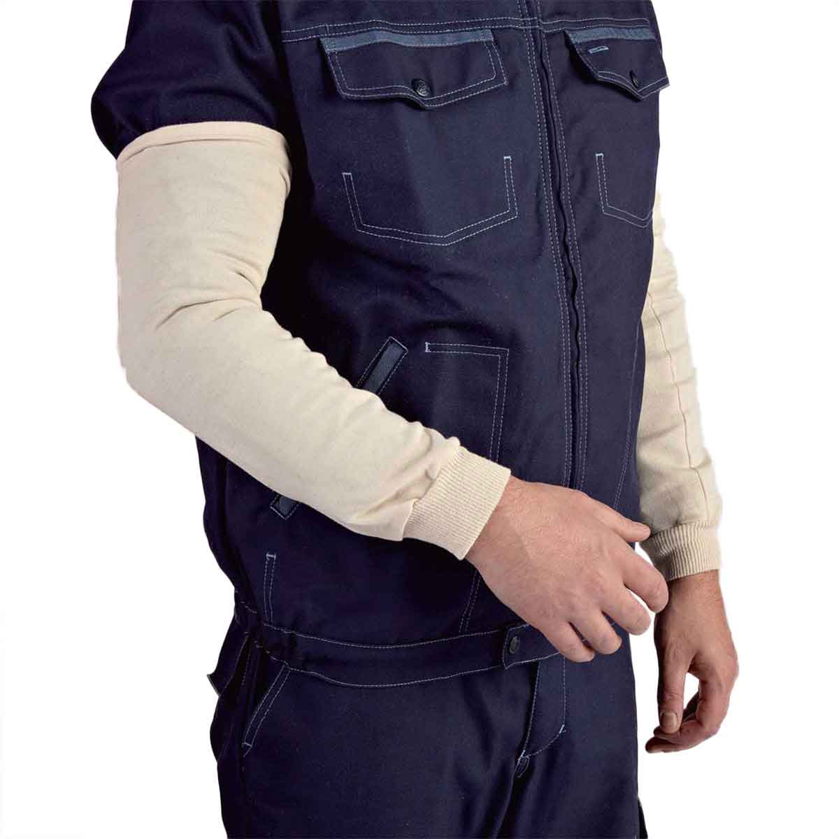 Lebon Protection MANC/COT/BC/E Beige Reusable Cotton Arm Protector for Glass Industry Use, 450mm Length, One Size