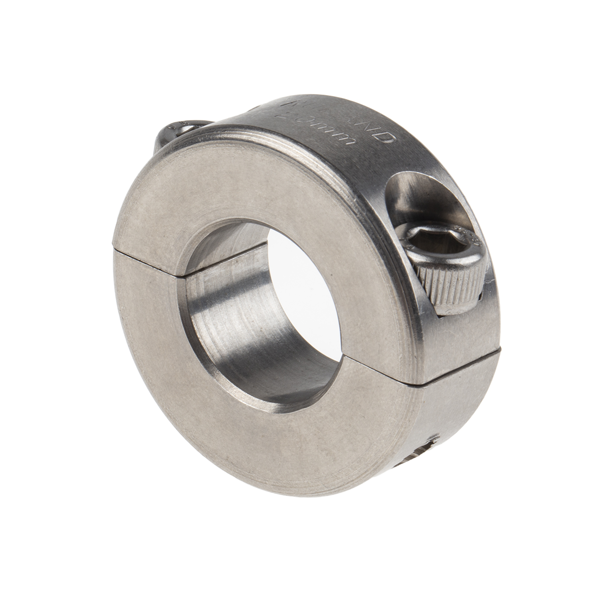 Ruland Shaft Collar, Two Piece, Clamp Screw, Bore 20mm, OD 40mm, W 15mm, Stainless Steel