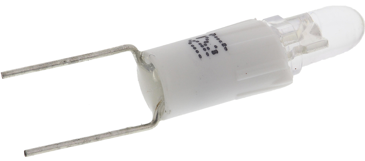 RS PRO White LED Indicator Lamp, 12V ac/dc, Bi-Pin Base, 4.25mm Diameter, 850mcd
