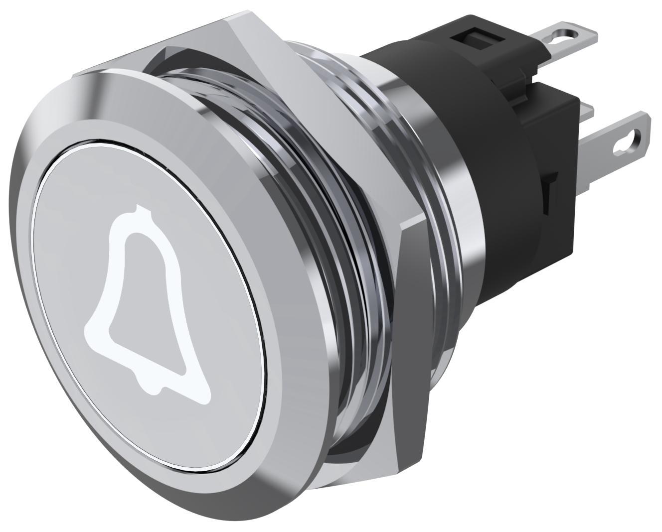 EAO 82 Series Illuminated Illuminated Push Button Switch, Momentary, Panel Mount, 22.3mm Cutout, SPDT, White LED, 240V,
