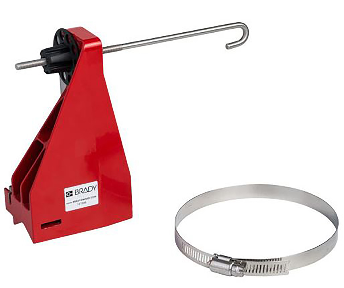 Brady Red 1-Lock Metal Ball Valve Lockout, 7.14mm Shackle, 101.6mm Attachment