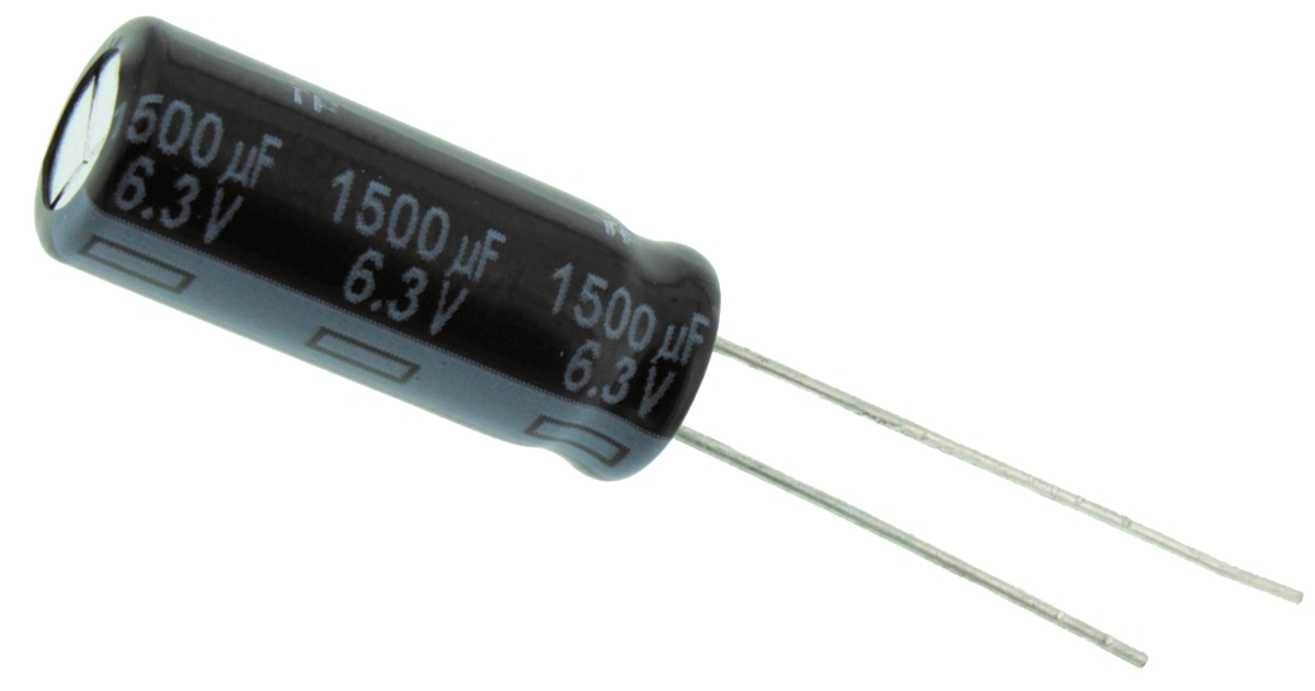 Panasonic 1500μF Aluminium Electrolytic Capacitor 6.3V dc, Radial, Through Hole - EEUFR0J152L