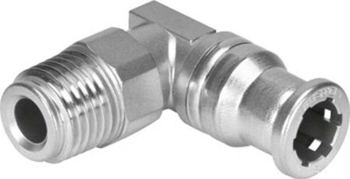 Festo CRQSL Series Elbow Threaded Adaptor, R 1/4 Male to R 1/4 Male, Threaded Connection Style, 162875
