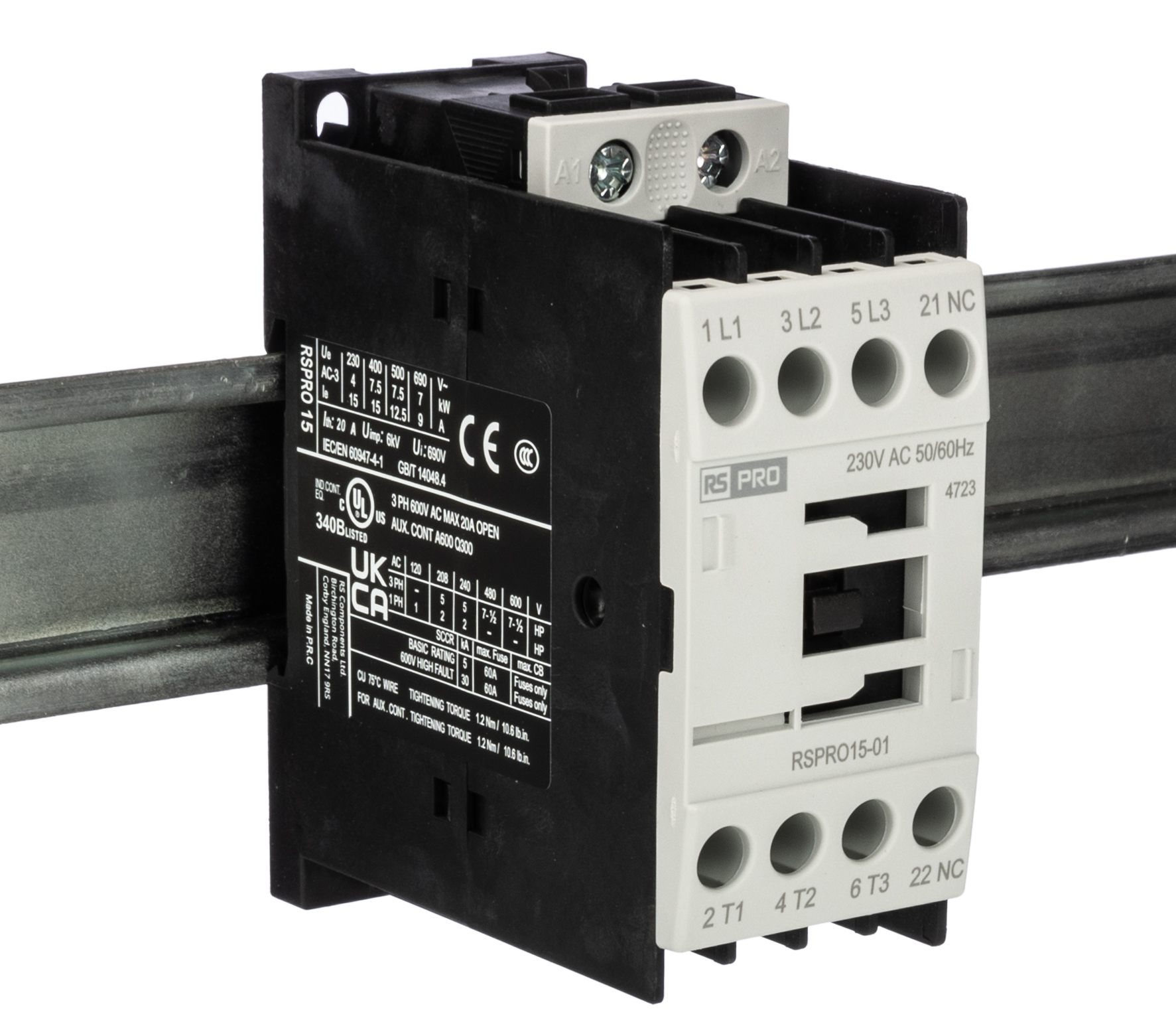 RS PRO Contactor, 230 V ac Coil, 3-Pole, 15 A, 7.5 kW 24 V, 1 NC, 690V