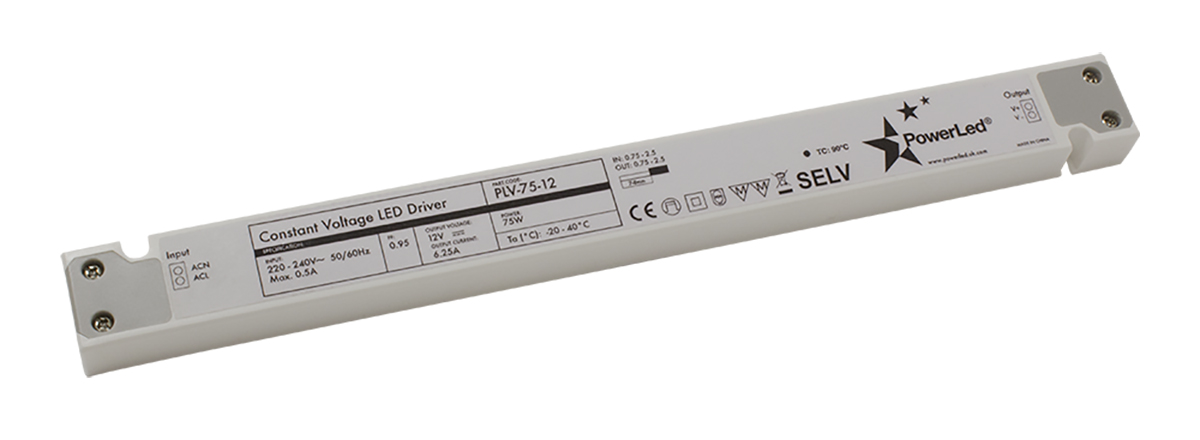 PowerLED LED Driver, 24V Output, 75W Output, 3.12A Output, Constant Voltage