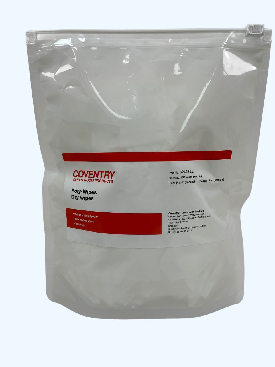 Chemtronics Coventry Poly-Wipes Dry Cleaning Wipes, Bag of 150, 100 x 100mm