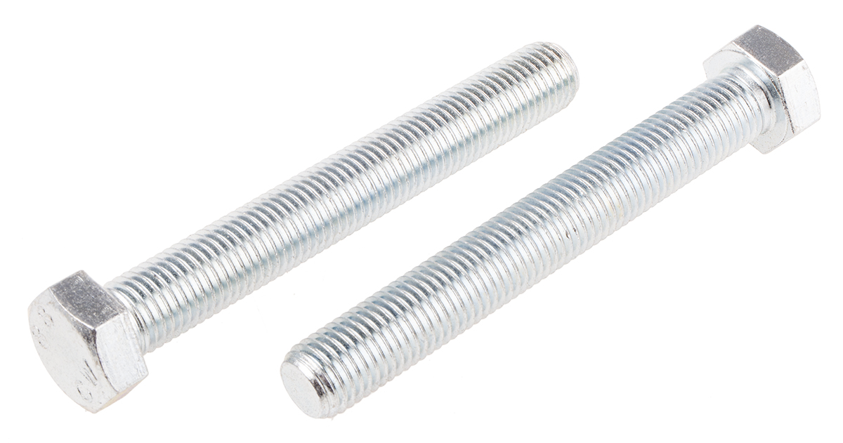 RS PRO Bright Zinc Plated Steel, Hex Bolt, M20 x 150mm
