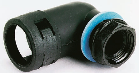 PMA 90° Elbow, Cable Conduit Fitting, 17mm Nominal Size, PG16, PA 6, Grey IP66 rating