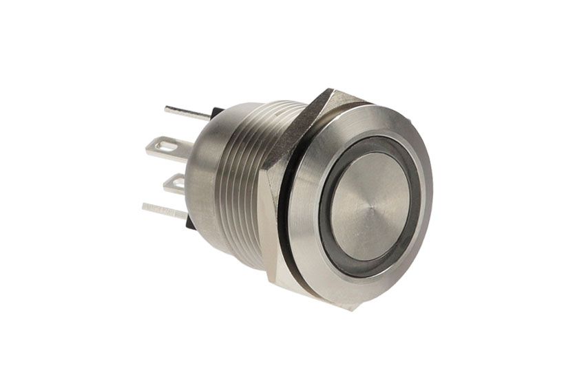 Bulgin MPI002 Series Illuminated Push Button Switch, Momentary, Panel Mount, 19.2mm Cutout, SPST, Green/Blue LED, 24V