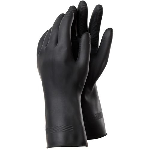 Tegera 81000 Black Latex Work Gloves, Size 8.5