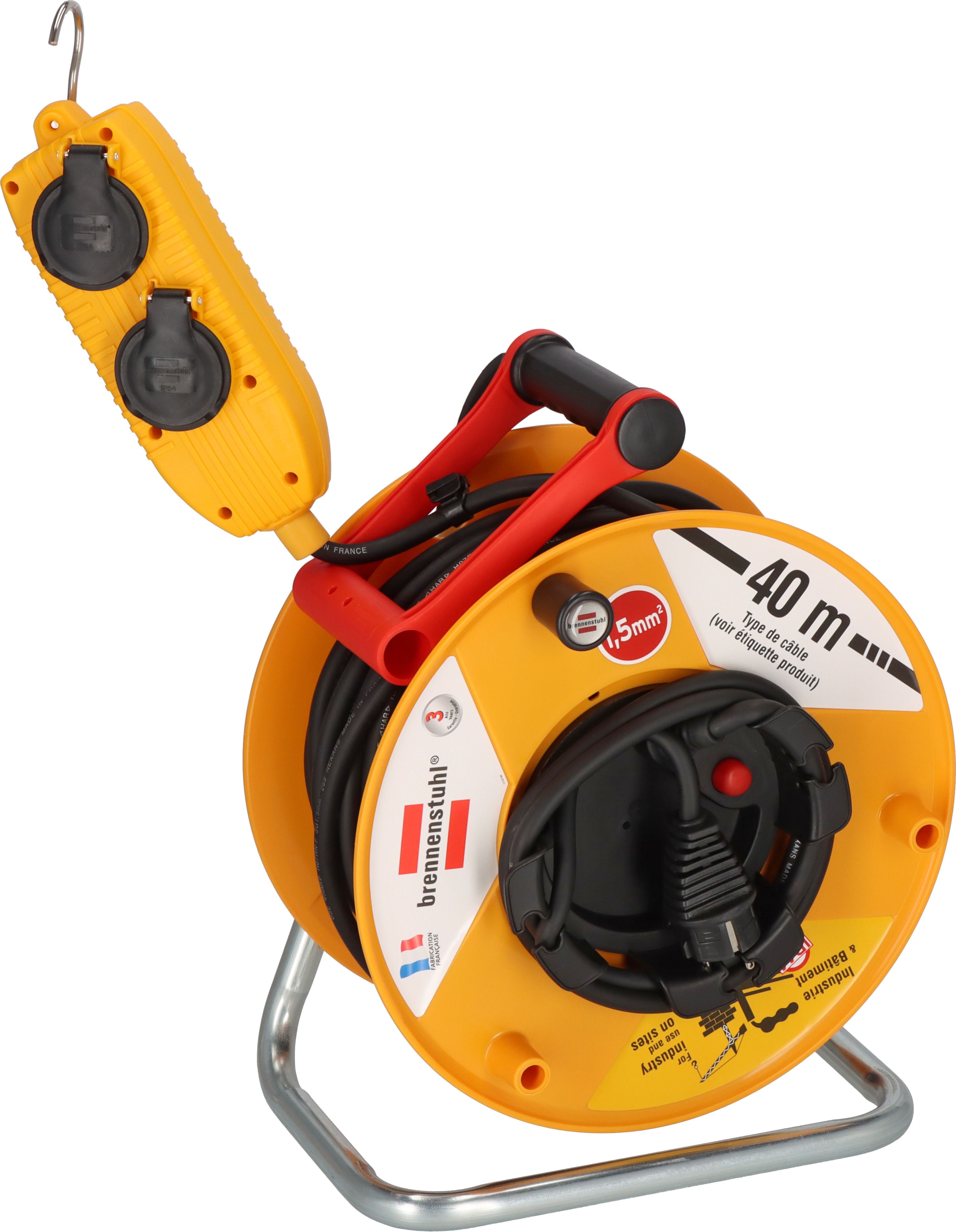 brennenstuhl 40m 4 Socket Type E - French Cable Reel Open Reel, 230 V, IP44