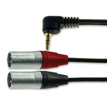 Van Damme Male 3.5mm Stereo Jack to Male 3 Pin XLR x 2  Cable, Black, 3m