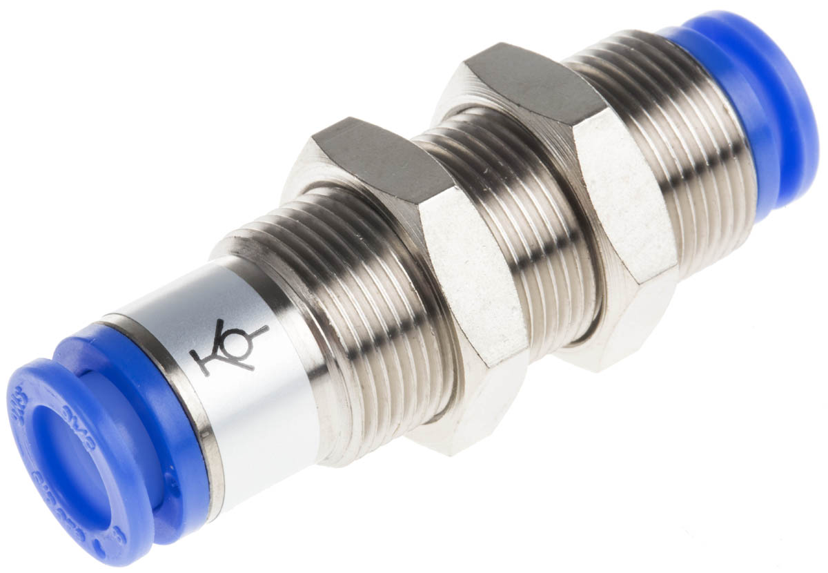 SMC KC Series Bulkhead Tube-to-Tube Adaptor, Push In 8 mm to Push In 8 mm, Tube-to-Tube Connection Style