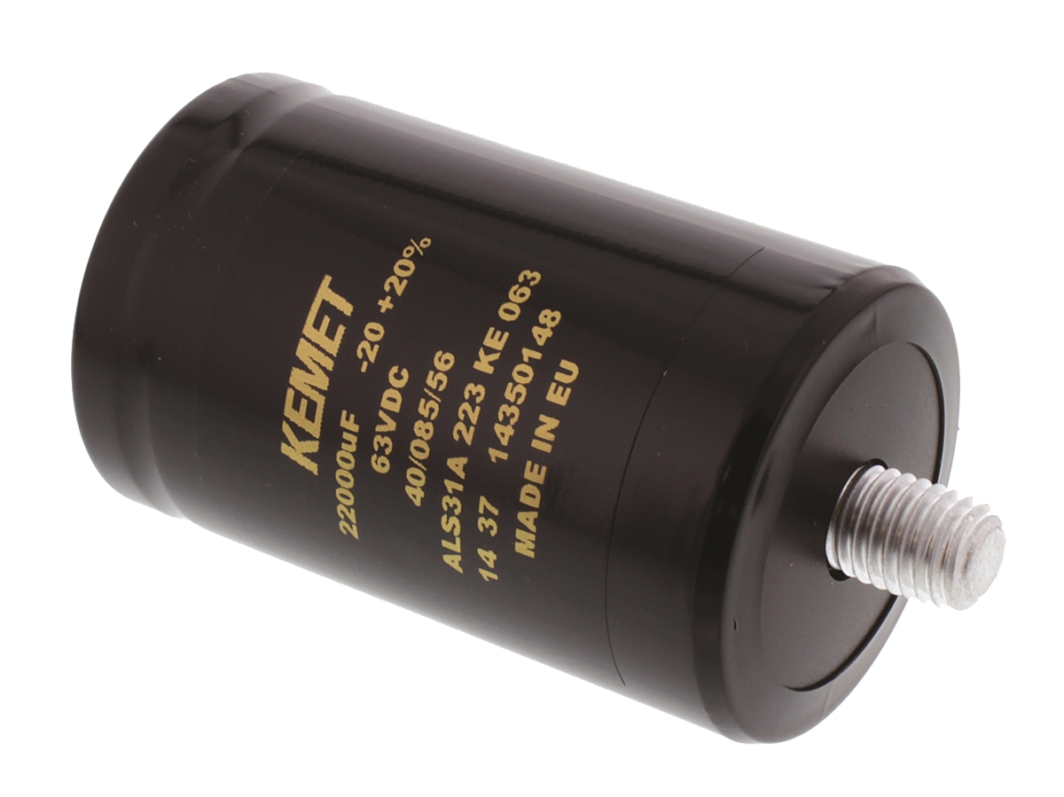 KEMET 22000μF Aluminium Electrolytic Capacitor 63V dc, Screw Terminal - ALS31A223KE063