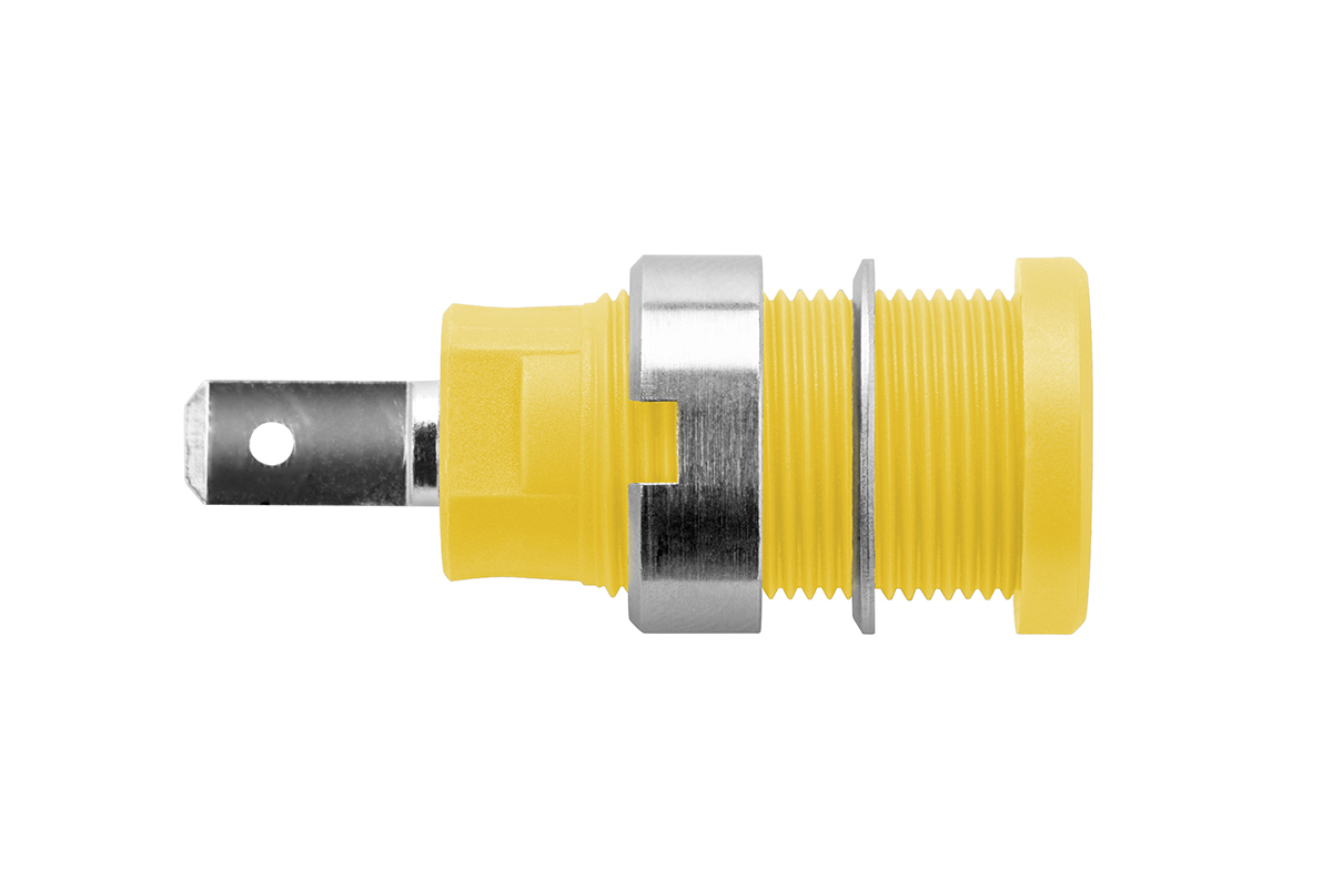 Schutzinger Yellow Female Banana Socket, 4 mm Connector, 24A, 1000V, Nickel Plating