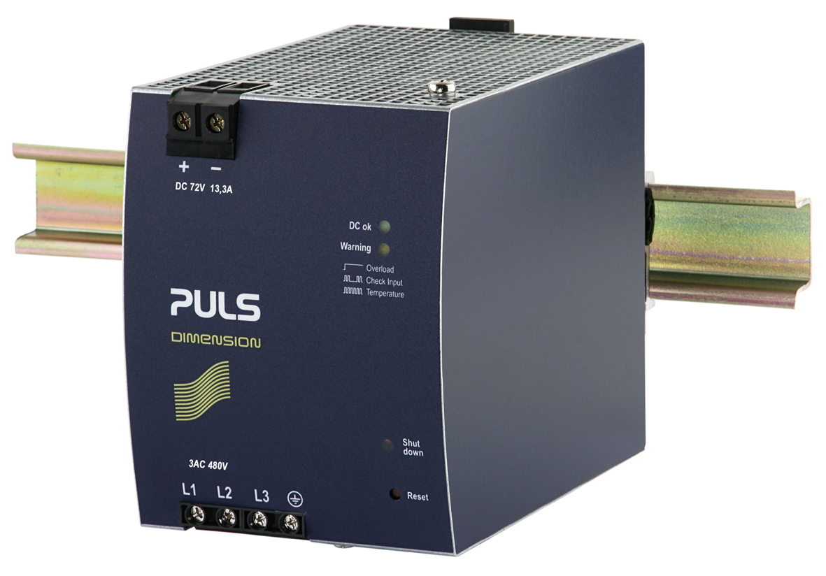 PULS X Series DIN Rail Power Supply, 480V ac Input, 72V dc Output, 13.3A Output, 960W