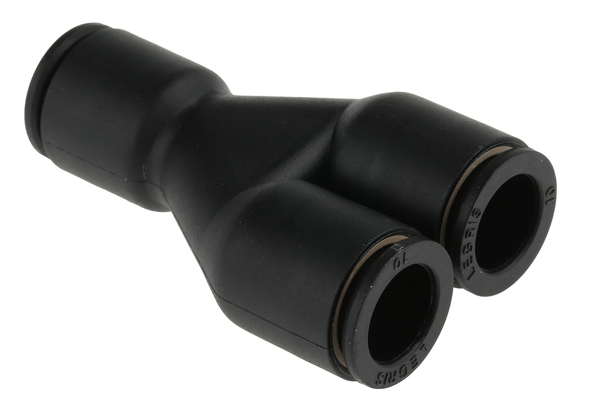 Legris LF3000 Series Y Tube-to-Tube Adaptor, Push In 10 mm to Push In 10 mm, Tube-to-Tube Connection Style