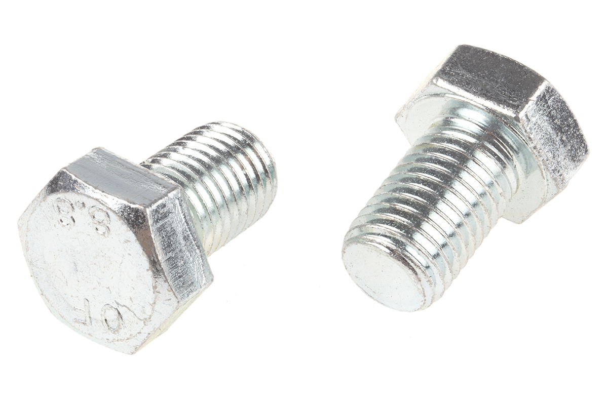 RS PRO Bright Zinc Plated Steel, Hex Bolt, M20 x 30mm