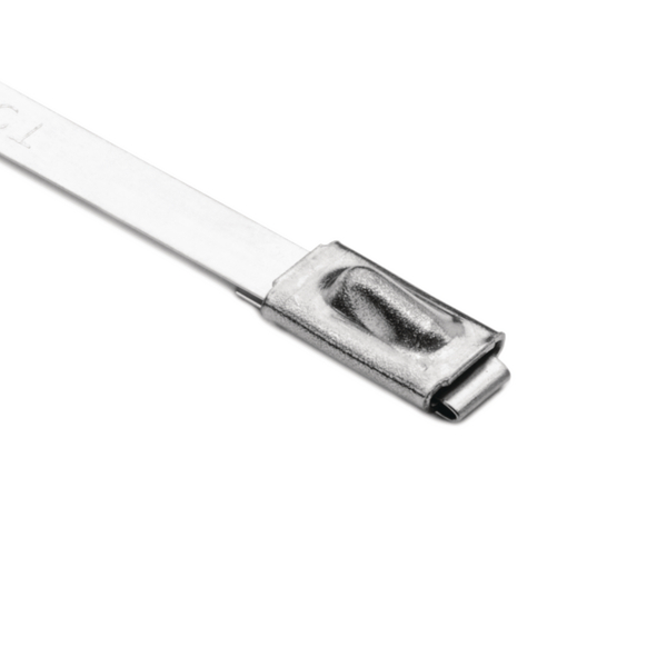 HellermannTyton Cable Tie, Roller Ball, 838mm x 4.6 mm, Metallic 316 Stainless Steel, Pk-100