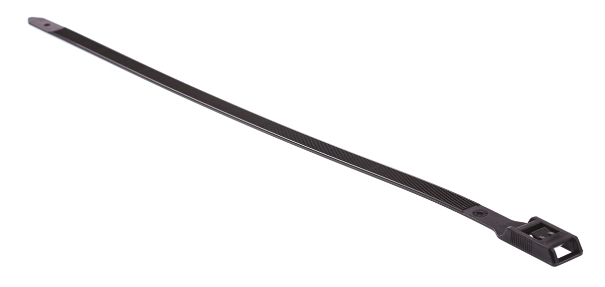 HellermannTyton Cable Tie, Releasable, 350mm x 9 mm, Black Polyamide 6.6 (PA66), Pk-100