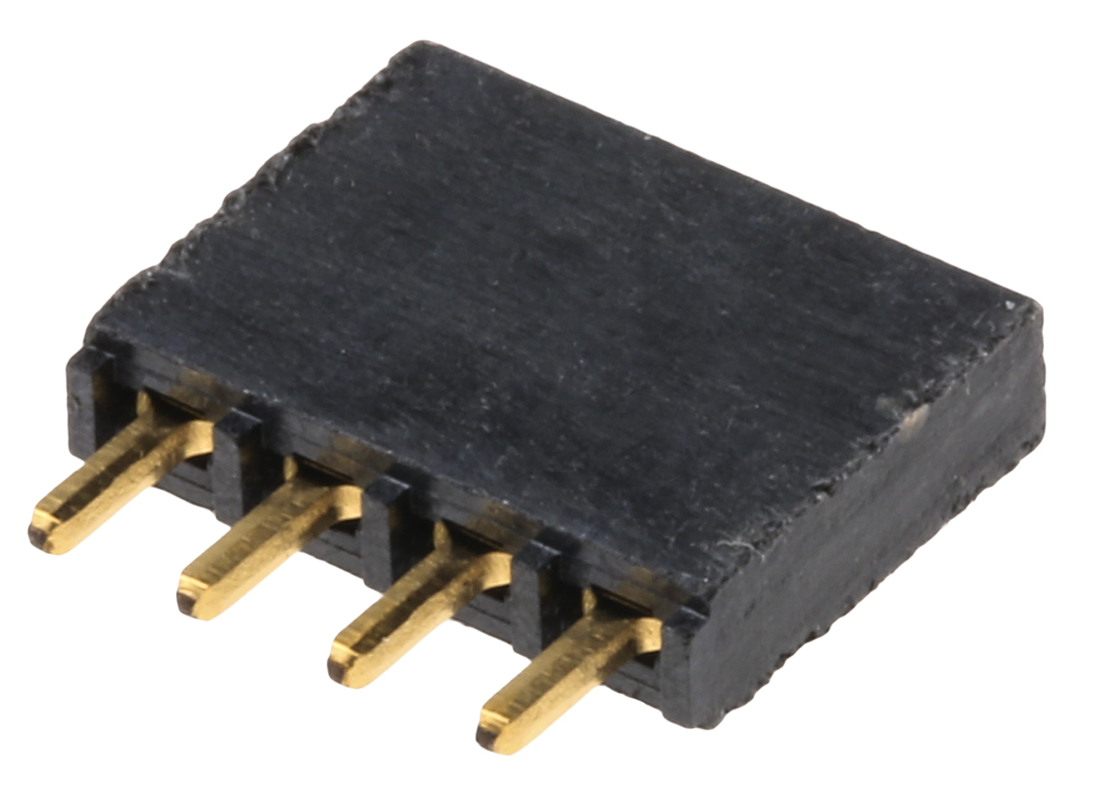 Samtec SSQ Series Straight Through Hole Mount PCB Socket, 4-Contact, 1-Row, 2.54mm Pitch, Solder Termination
