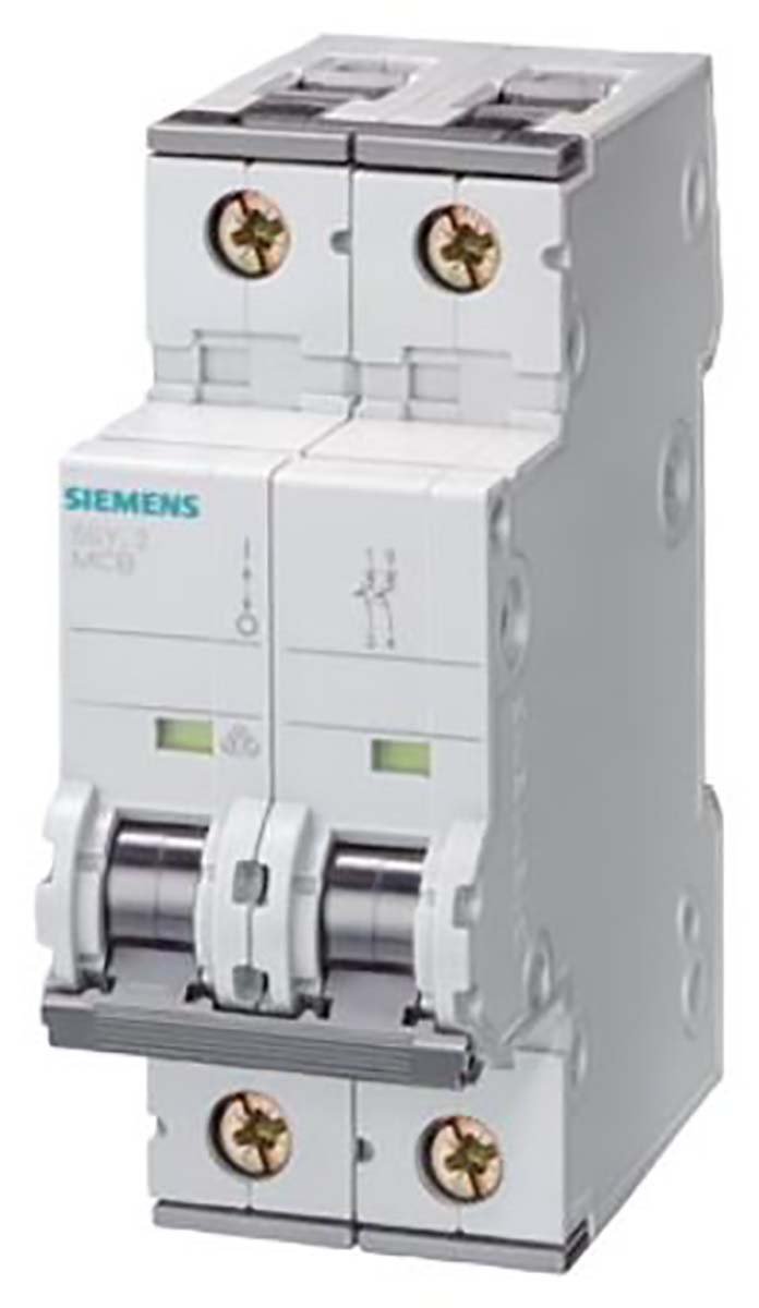 Siemens SENTRON 5SY5 MCB, 2P, 10A Curve C, 10 kA Breaking Capacity