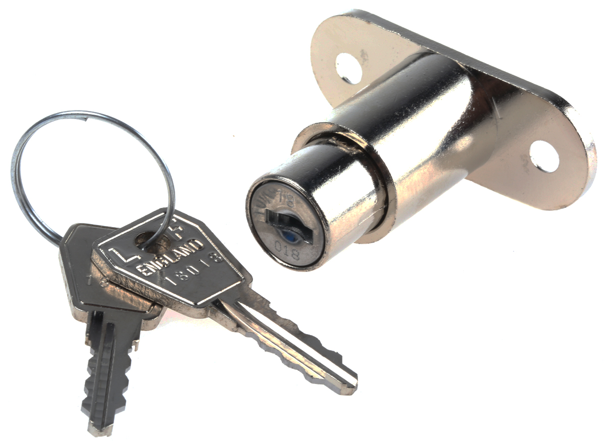 Euro-Locks a Lowe & Fletcher group Company Sliding Door Lock, 24mm Panel-to-Tongue, 19mm Cutout, Key Unlock