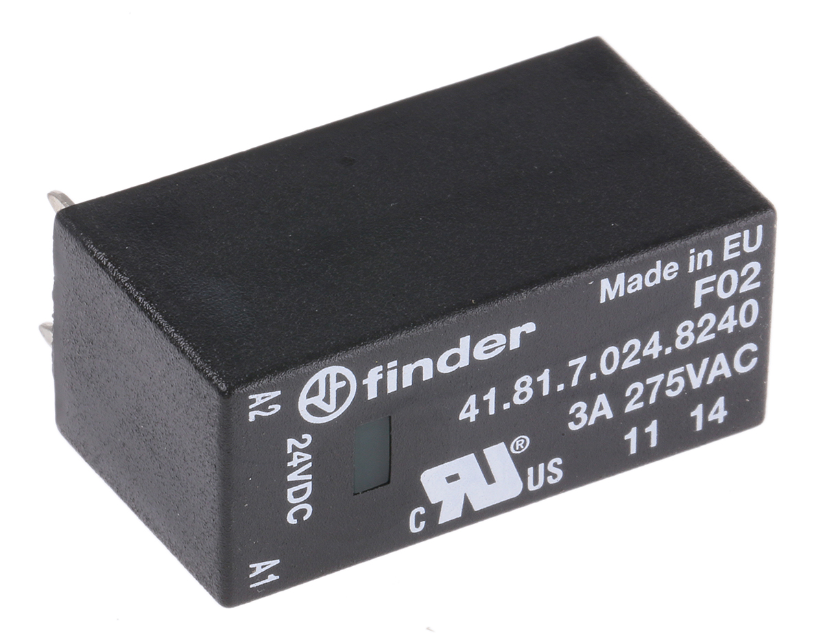 Finder 41 Series Solid State Relay, 3 A Load, PCB Mount, 240 V ac Load, 32 V dc Control