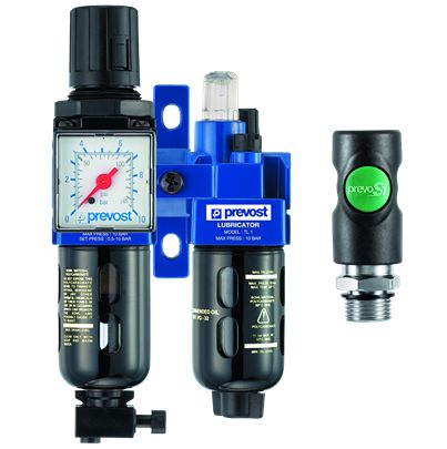 PREVOST G 1/4 Female FRL Assembly, 25μm Filtration Size Integrated Pressure Gauge