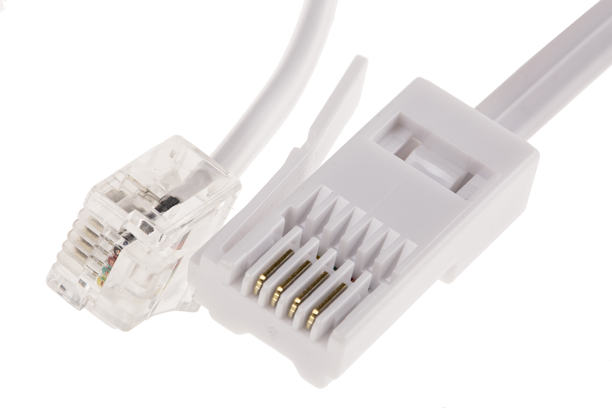 RS PRO Female RJ11 to Male BT Telephone Extension Cable, White Sheath, 3m