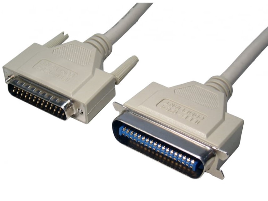 RS PRO 25 Pin D-sub to Male Centronics Parallel Cable, 5m, Grey Sheath