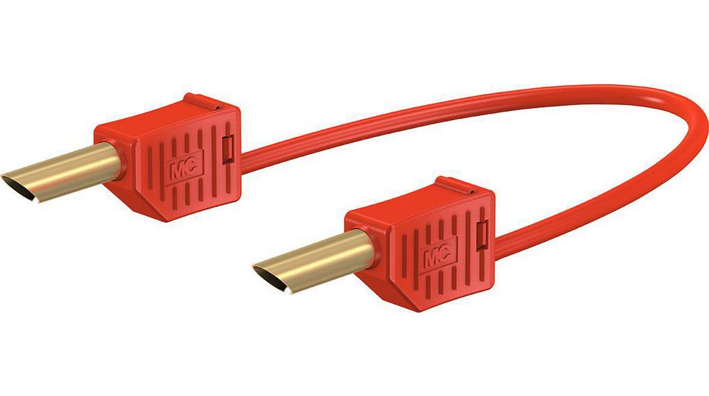 Staubli Test lead, 19A, 30 → 60V, Red, 25cm Lead Length