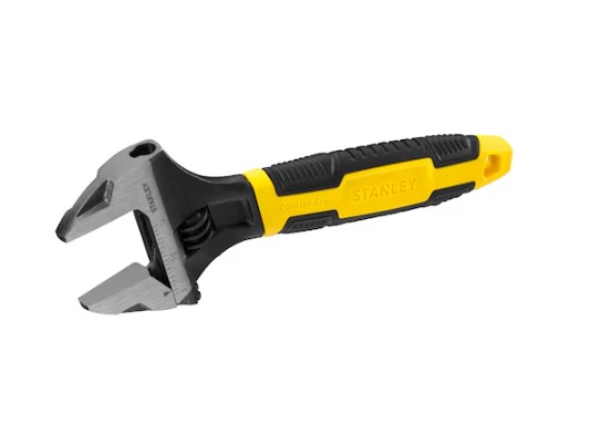 Stanley Adjustable Wrench, 242 mm Overall, Straight Handle