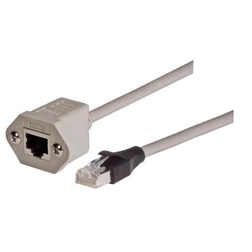 L-ComTRD, 3ft Cat6, Grey RJ45 to Female RJ45 Male, Aluminium/Polyester Foil Shielded, Terminated PVC Sheath