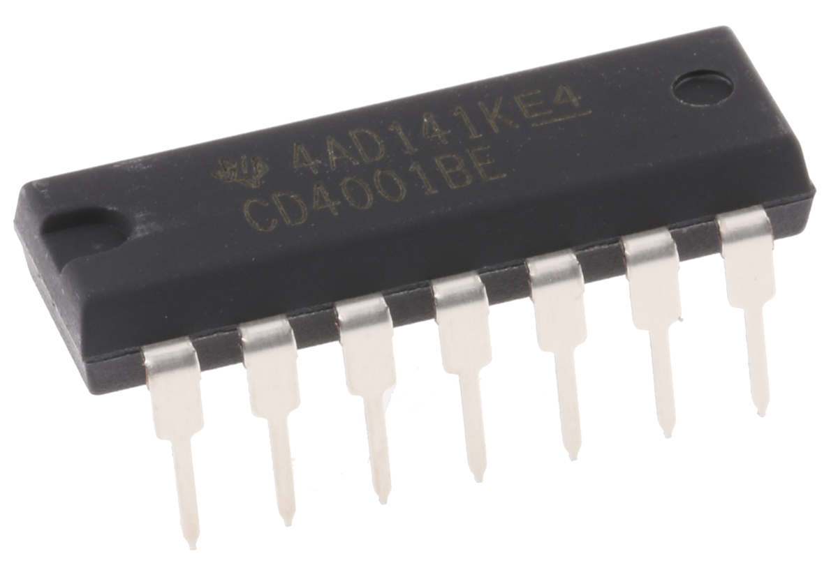 Texas Instruments CD4001BE, Quad 2-Input NOR Logic Gate, 14-Pin PDIP